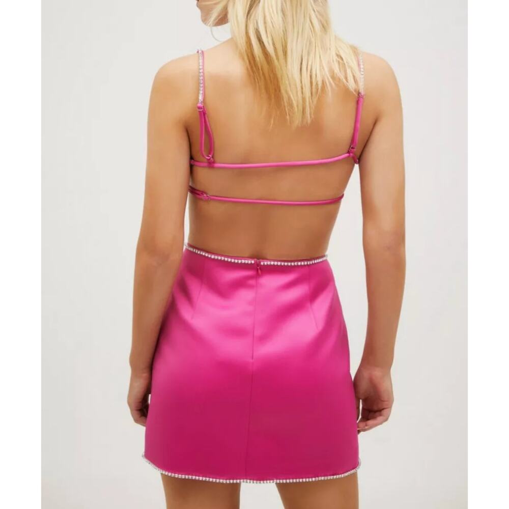 Nasty Gal Hot Pink Mini Skirt with Pearl Trim - Picture 6 of 6